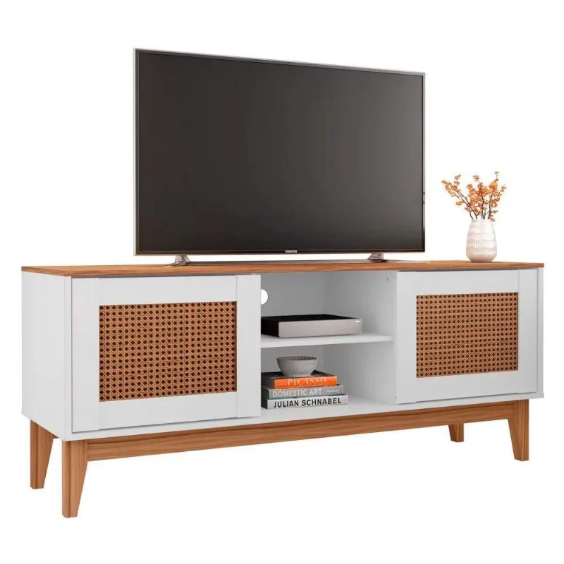 Rack Tv Até 60 Pol. 2 Portas Safira Branco/ Noce