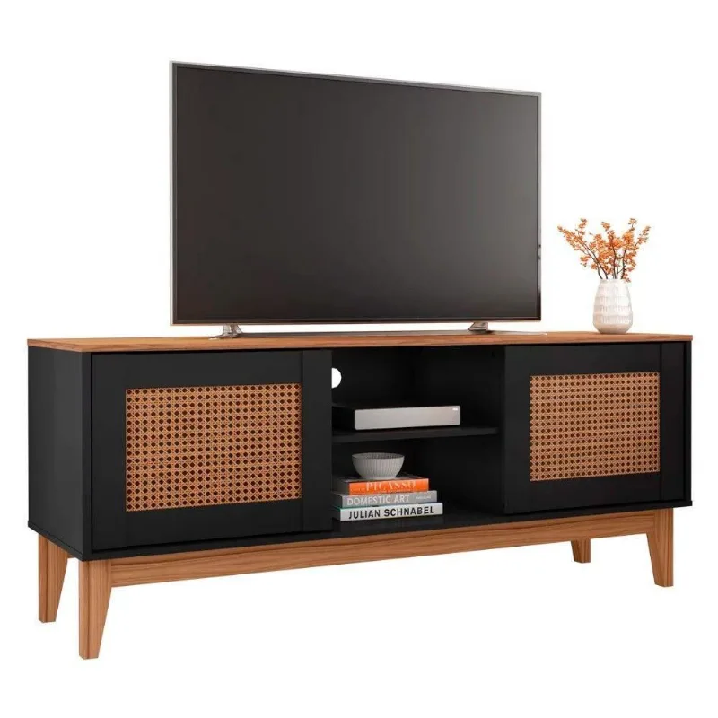 Rack Tv Até 60 Pol. 2 Portas Safira Preto/ Noce