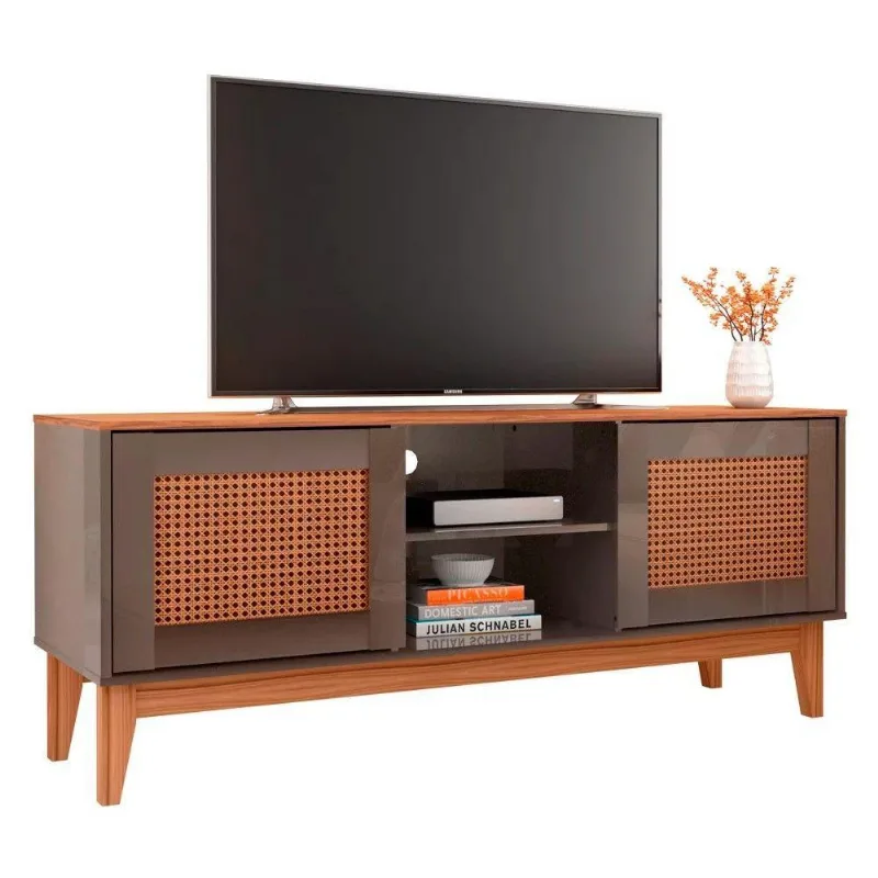 Rack Tv Até 60 Pol. 2 Portas Safira Cinza Perola/ Noce