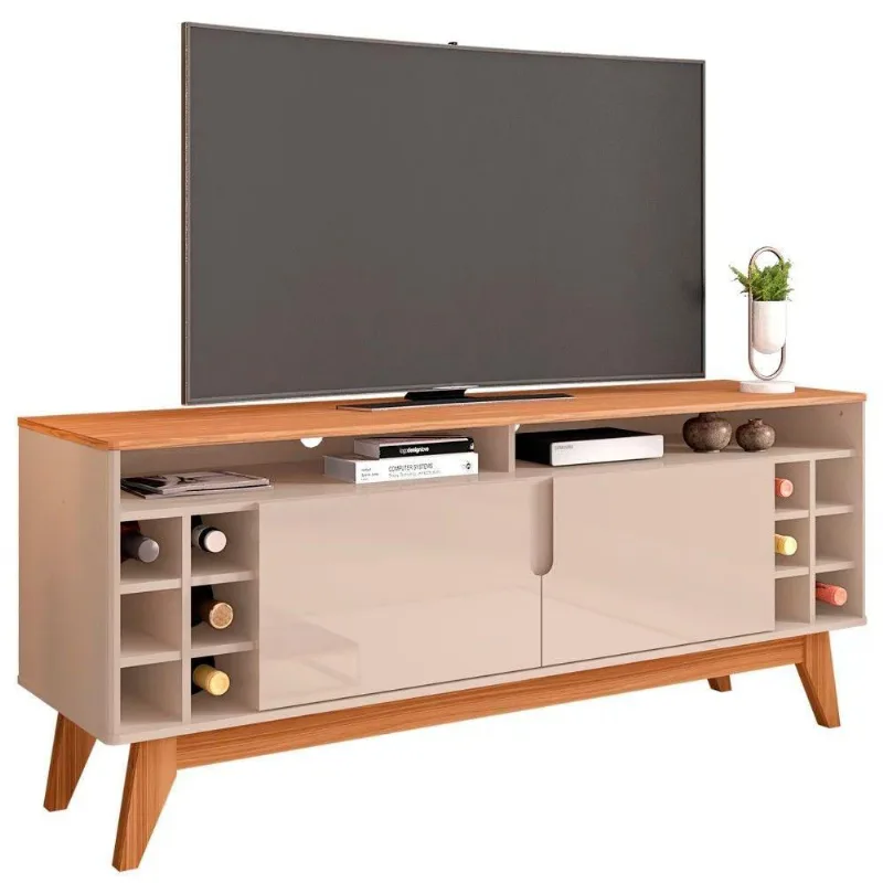 Rack Tv Até 60 Pol. 2 Portas Wine Off White/ Noce