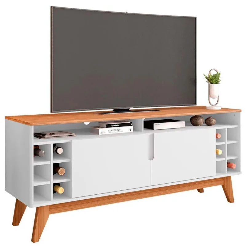 Rack Tv Até 60 Pol. 2 Portas Wine Branco/ Noce