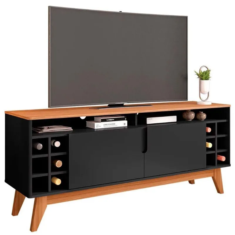 Rack Tv Até 60 Pol. 2 Portas Wine Preto/ Noce