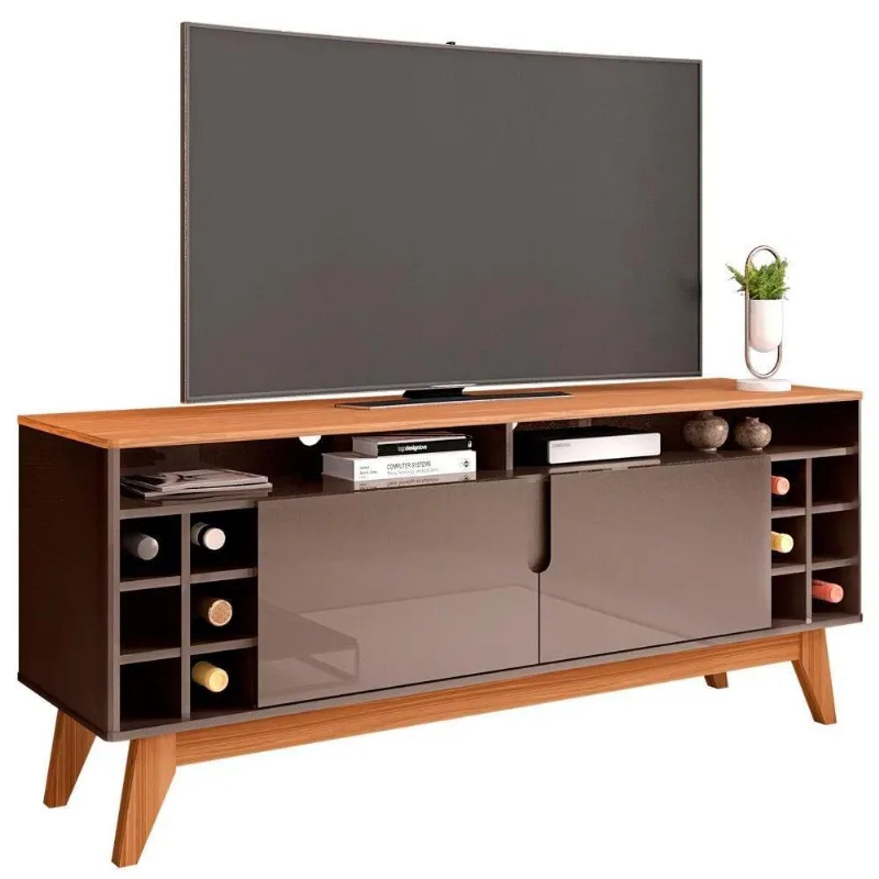 Rack Tv Até 60 Pol. 2 Portas Wine Cinza Perola/ Noce