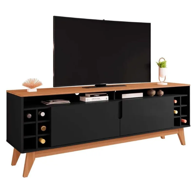 Rack Tv Até 60 Pol. 2 Portas Wine Preto/ Noce