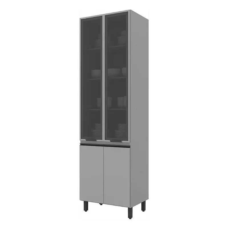 Cristaleira Para Cozinha 4 Portas Belize Cinza - Henn