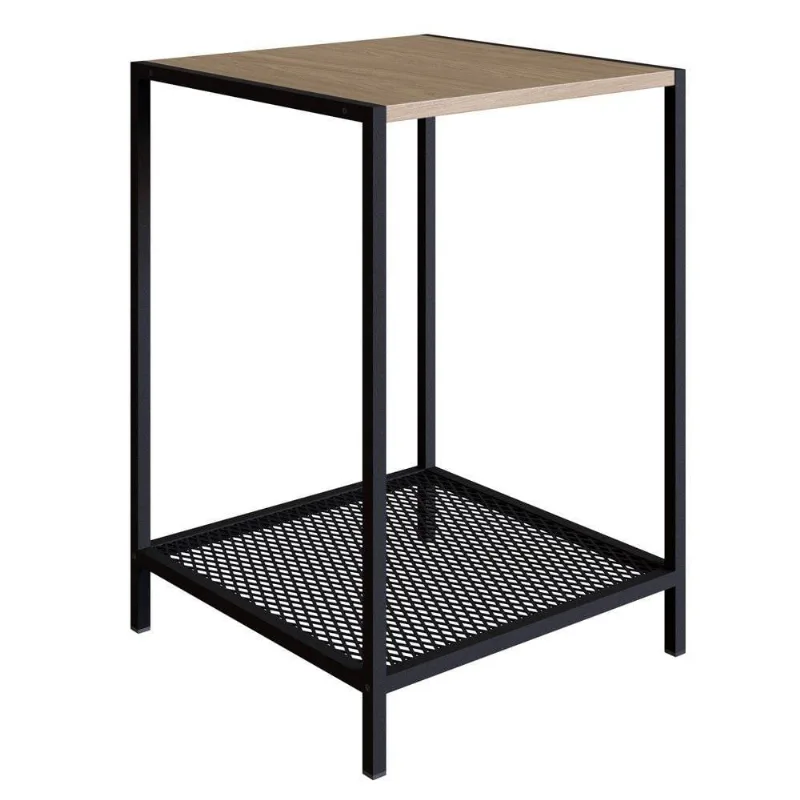 Mesa Lateral 1 Prateleira Estilo Industrial York Hanover/preto