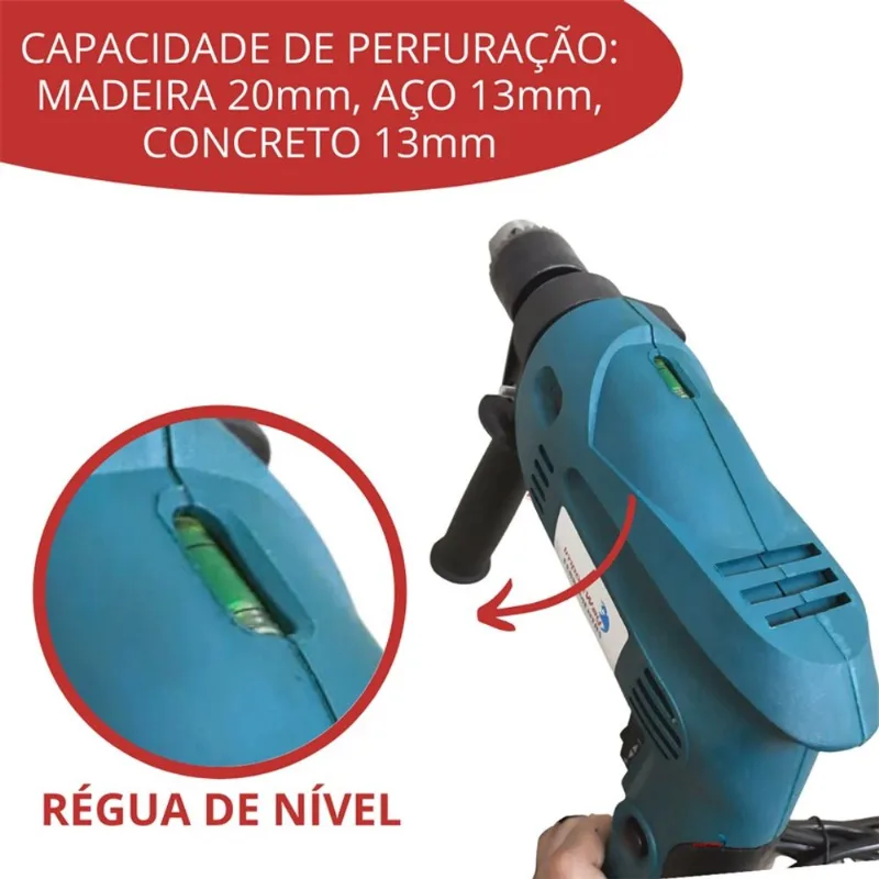 Furadeira De Impacto Profissional 110v Com Brocas Até 3/8 (10mm)