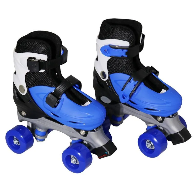 Patins Roller Infantil Azul Quad 4 Rodas Ajustável Tamanho G