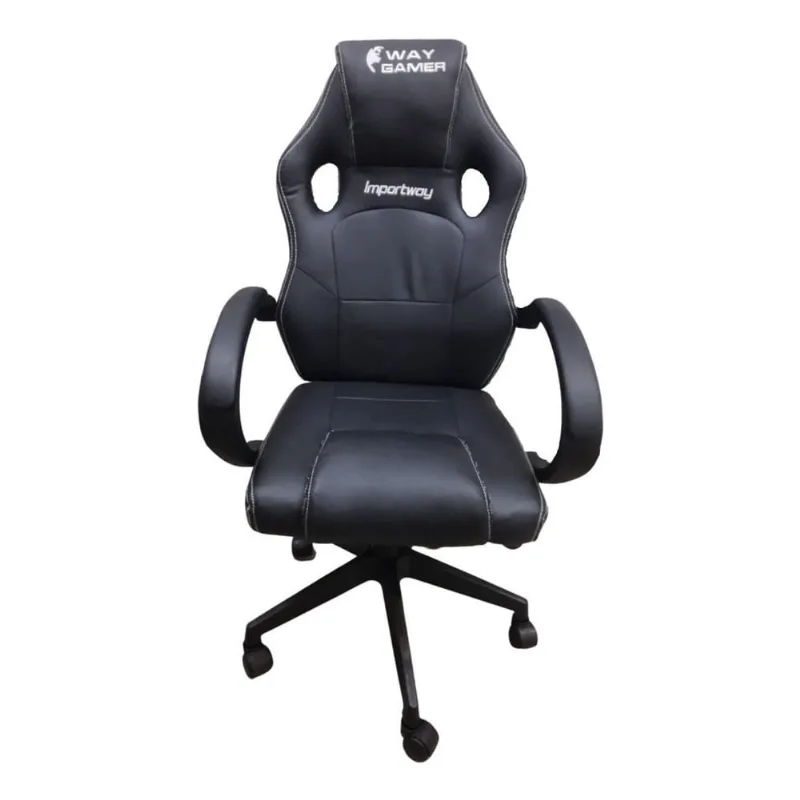 Cadeira Gamer Preta Sem Almofada Em Couro Escritório Jogar.