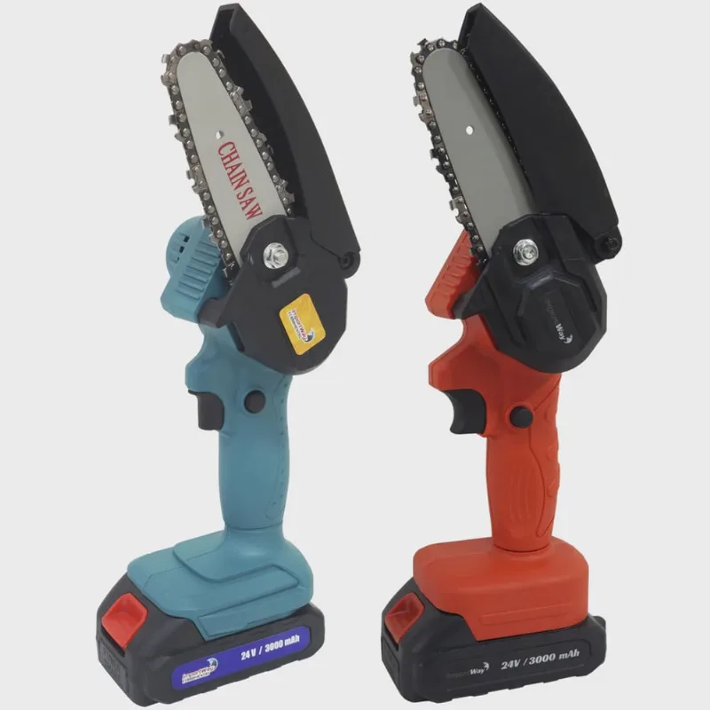 Mini Motosserra Elétrica à Bateria Portátil 24V 3000 mAh Bivolt Importway Iwmmsb