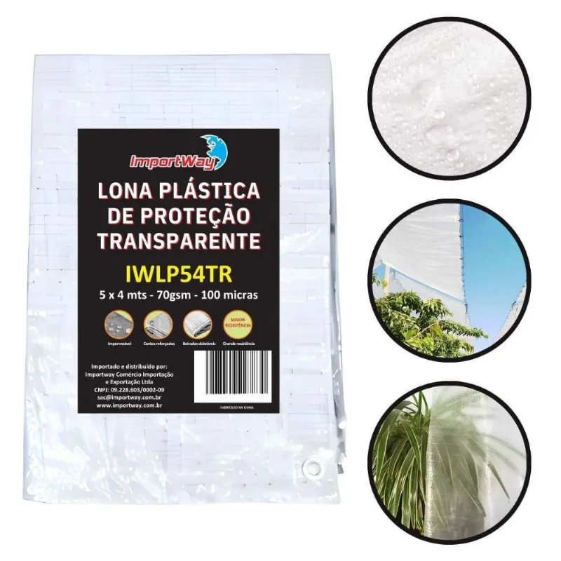Lona Carreteiro 100 Micras Leve 5 x 4 Metros Transparente IWLP54TR importway