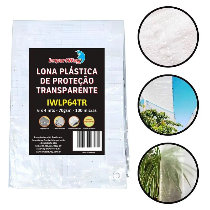 Lona Carreteiro 100 Micras Leve 6 x 4 Metros Transparente IWLP64TR importway