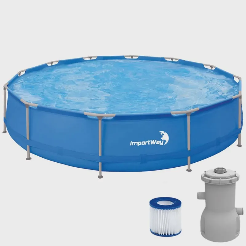 Piscina Estruturada Redonda 10550 Litros 4.2m x 84cm Reforçada Azul + Filtro 110V Importway Iwpi-003