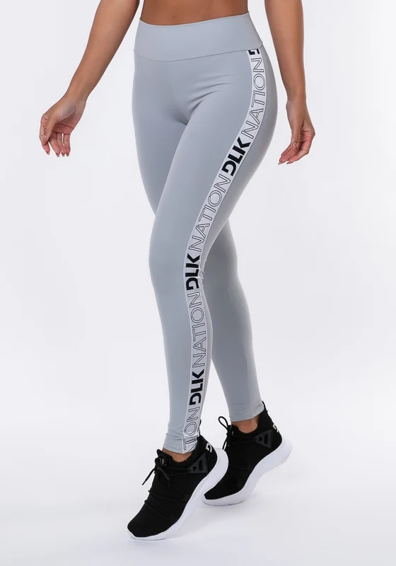 Calça Legging Nation Com Elástico Lateral Prata CINZA / G