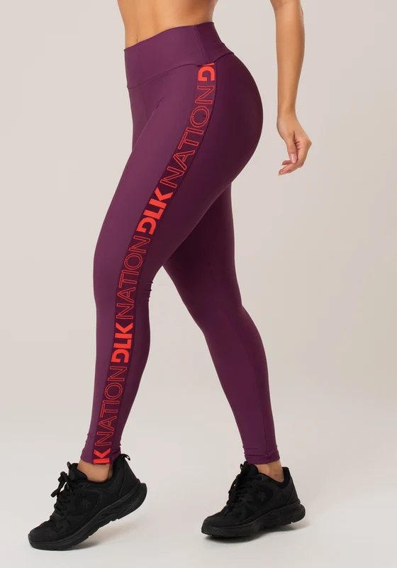 Calça Legging Nation Com Elástico Lateral Vinho Dlk VINHO / GG