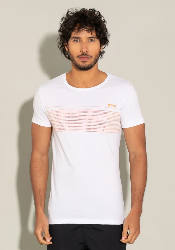 Camiseta Manga Curta For Men Slim Branca Com Silk Degradê Dlk BRANCO / P