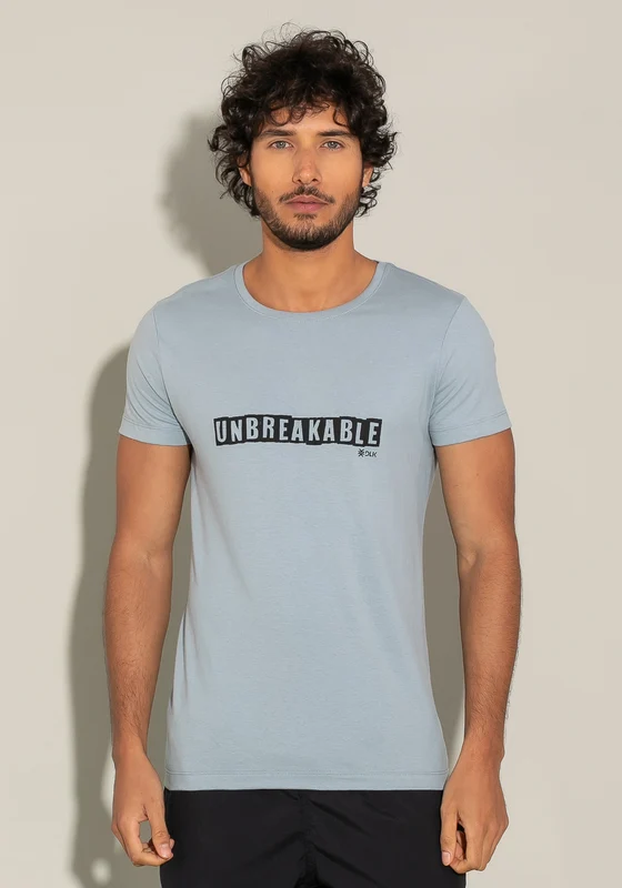 Camiseta Manga Curta For Men Slim Unbreakable Azul Acinzentado Dlk AZUL / G