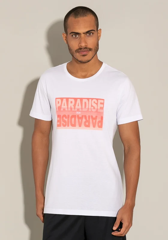 Camiseta Manga Curta For Men Slim Branca Com Silk Paradise Dlk BRANCO / G