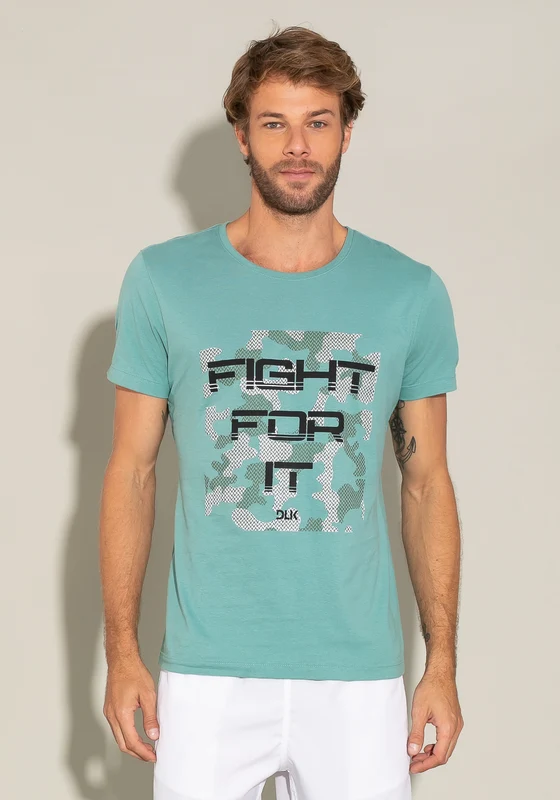 Camiseta Manga Curta For Men Slim Turquesa Com Silk Fight For It Dlk VERDE / M