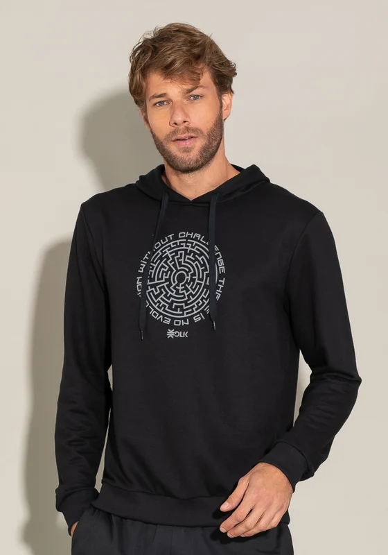 Casaco Com Capuz For Men Preto Com Silk Cinza Dlk PRETO / G