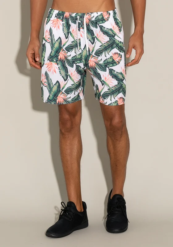 Short For Men Com Bolso E Cadarço Estampa Floresta Tropical Dlk COLORIDO / GG