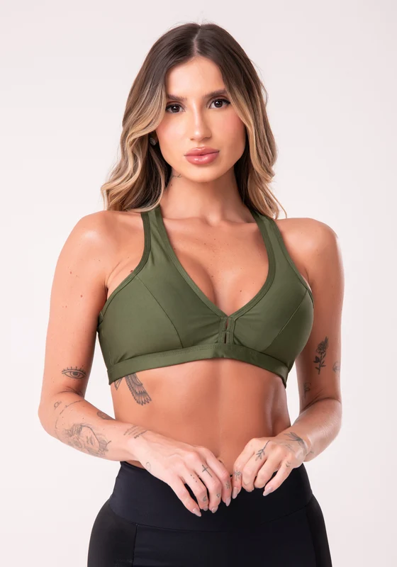 Top Equilibrium Verde Militar com Bojo Modelo Nadador Dlk VERDE / G