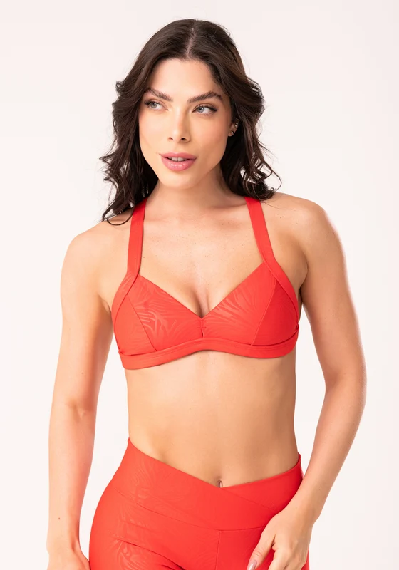 Top Shine Vermelho Texturizado Com Alças Cruzadas Costas Dlk VERMELHO / M