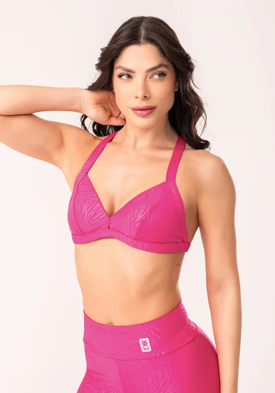 Top Shine Rosa Texturizado Com Alças Cruzadas Costas Dlk ROSA / G