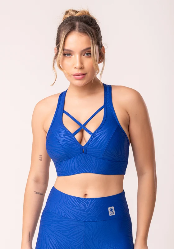 Top Com Bojo Shine Azul Texturizado Nadador Dlk AZUL / GG