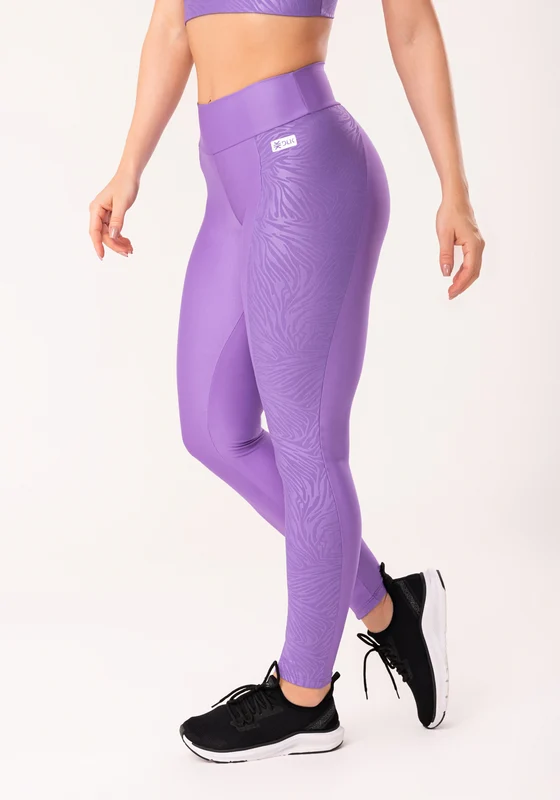 Calça Legging Shine Lilás Com Lateral Texturizada Dlk ROXO / GG