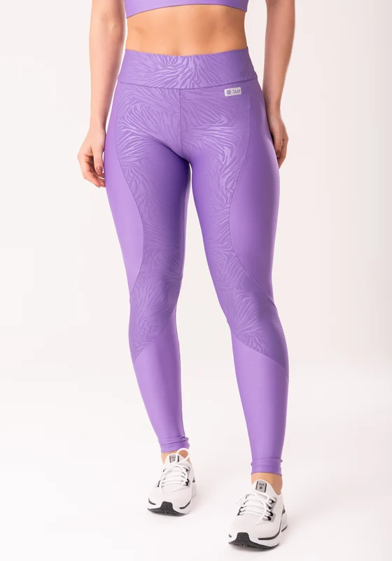 Calça Legging Shine Lilás Texturizada Com Recortes Dlk ROXO / M
