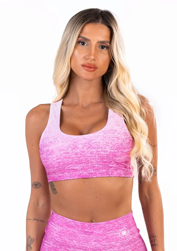 Top Fitness Feminino New Printed Estampado Melange Rosa Dlk ROSA / P