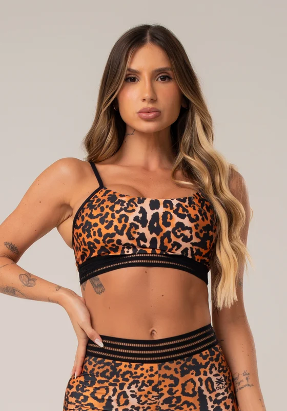 Top Printed Estampado Onça Localizada Com Elástico Dlk ANIMAL PRINT / GG
