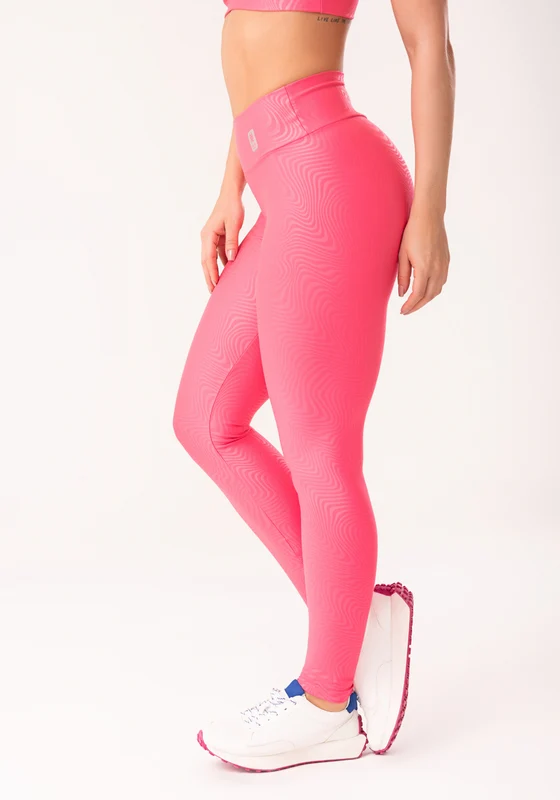Calça Legging Shine Rosa Texturizada Ondas Dlk ROSA / GG