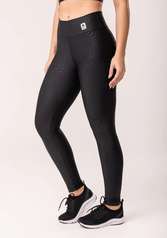 Calça Legging Shine Preto Texturizada Ondas Dlk PRETO / M