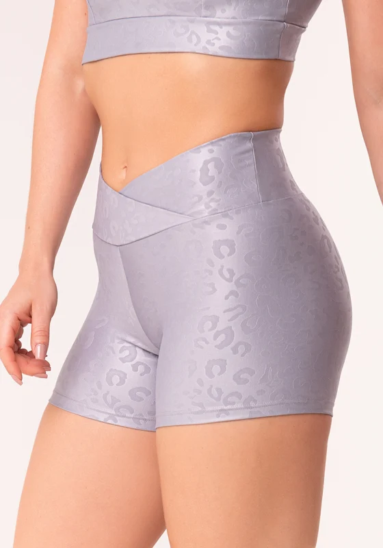 Short Shine Texturizado Onça Cinza Com Cós Transpassado Dlk CINZA / G