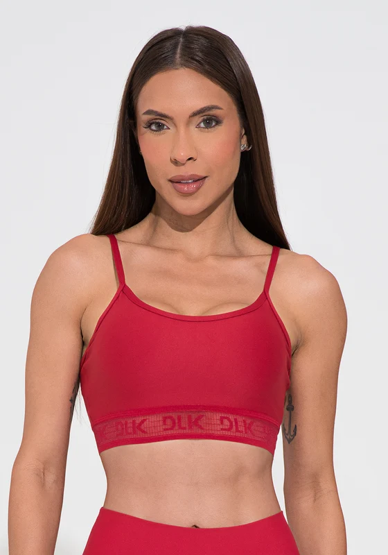 Top Fitness Feminino Vermelho Com Bojo Elástico Vazado Action Dlk VERMELHO / P
