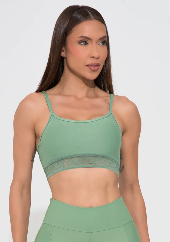Top Fitness Feminino Verde com Bojo Elástico Vazado Action Dlk VERDE / M