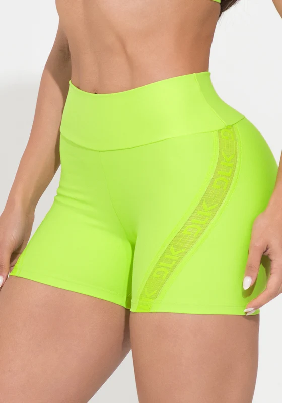 Short Fitness Feminino Lima Elástico Vazado Action Dlk AMARELO / GG