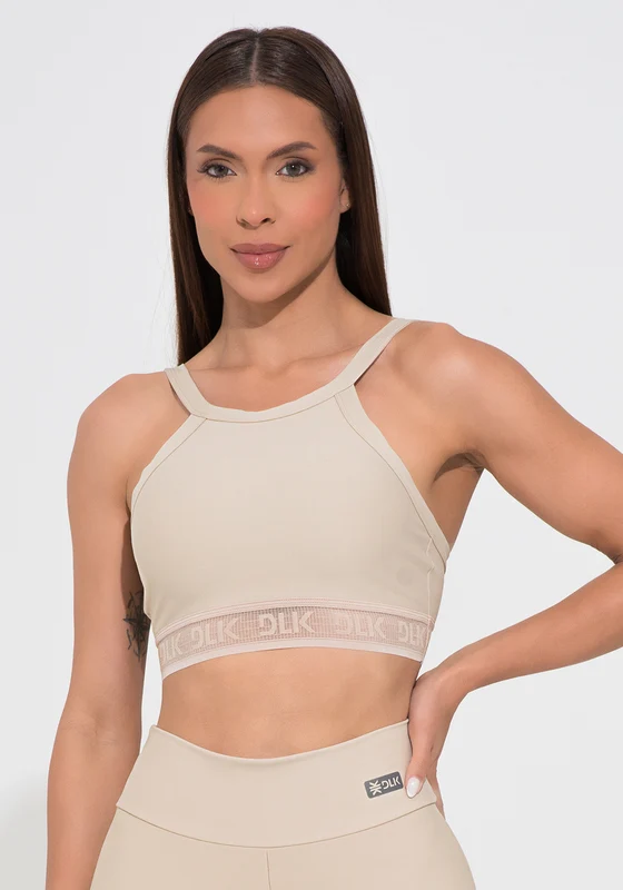 Top Fitness Feminino Nude Com Elástico Vazado Action Dlk NUDE / P
