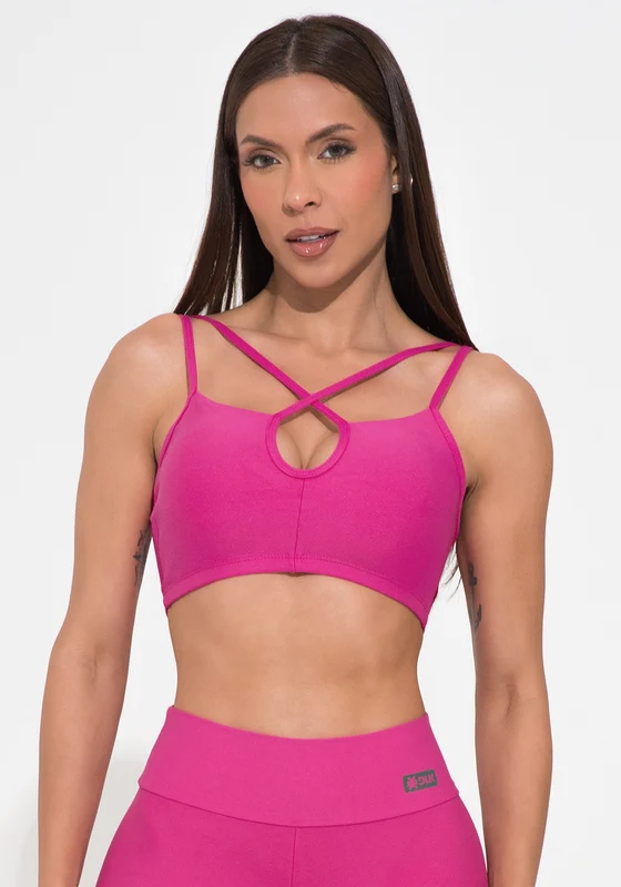 Top Fitness Feminino Pink Decote Gota Com Alça Dupla Action Dlk ROSA / G