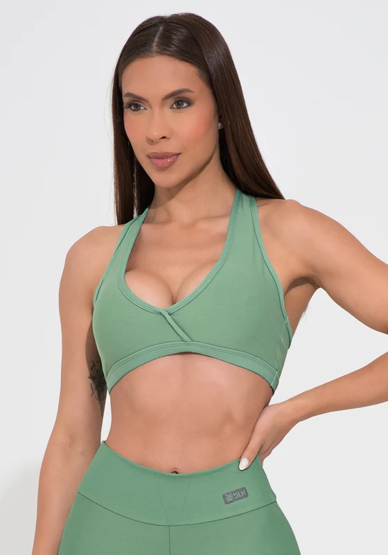 Top Fitness Feminino Verde Decote Transpassado Action Dlk VERDE / G