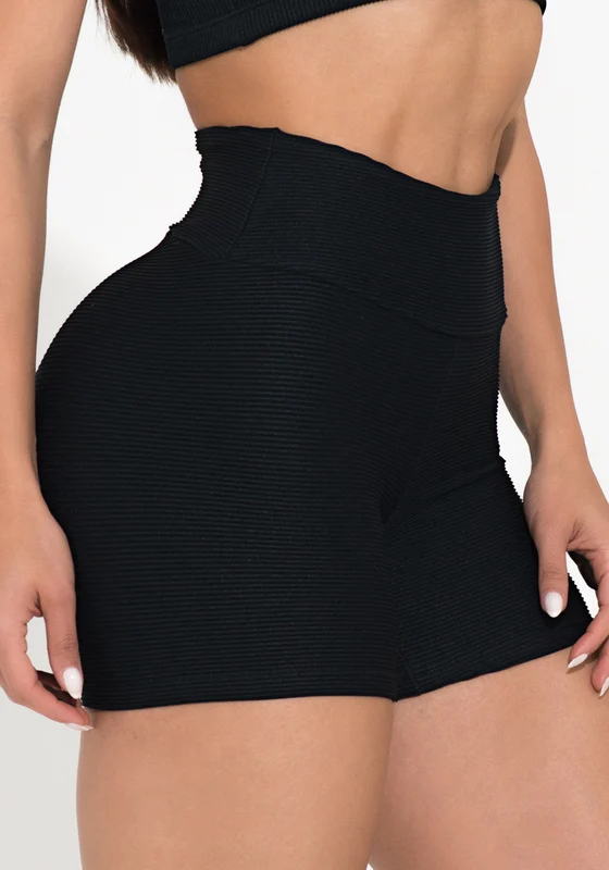 Short Fitness Feminino Preto Canelado Action Dlk PRETO / P