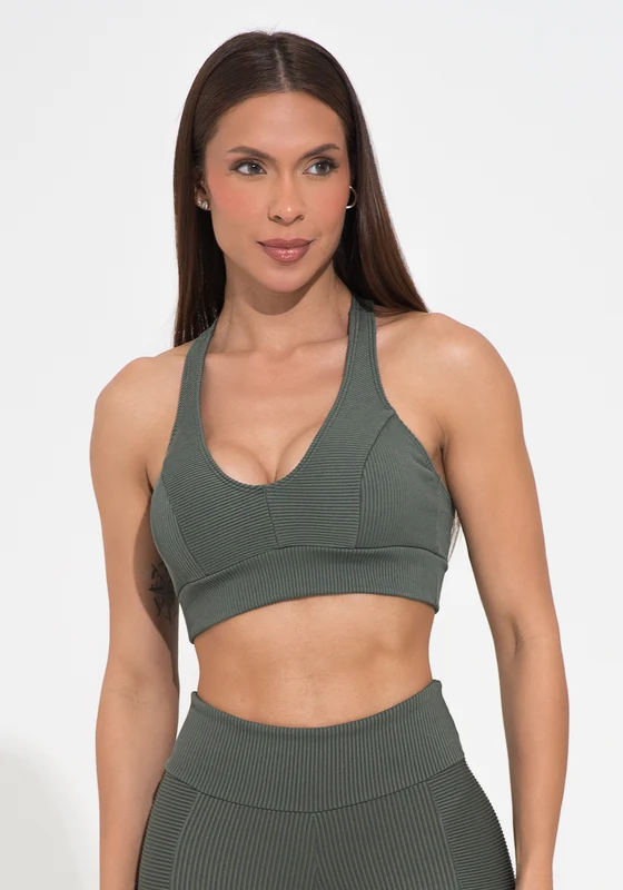 Top Fitness Feminino Chumbo Canelado Modelo Nadador Action Dlk CINZA / G