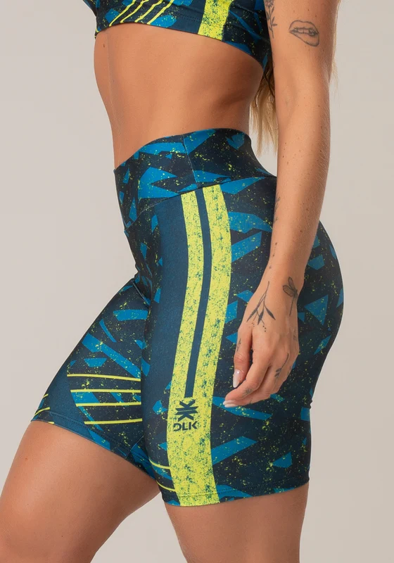 Bermuda Fitness Feminina New Printed Estampada Abstrato Dlk AZUL MARINHO / GG