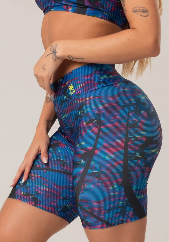 Bermuda Fitness Feminina New Printed Estampada Abstrato Royal Dlk COLORIDO / G