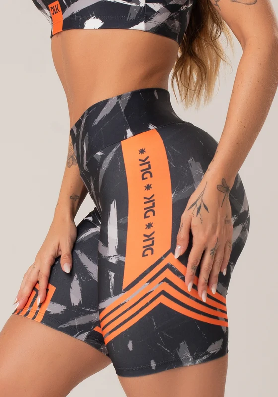 Bermuda Fitness Feminina New Printed Estampada Brush Dlk PRETO E BRANCO / P