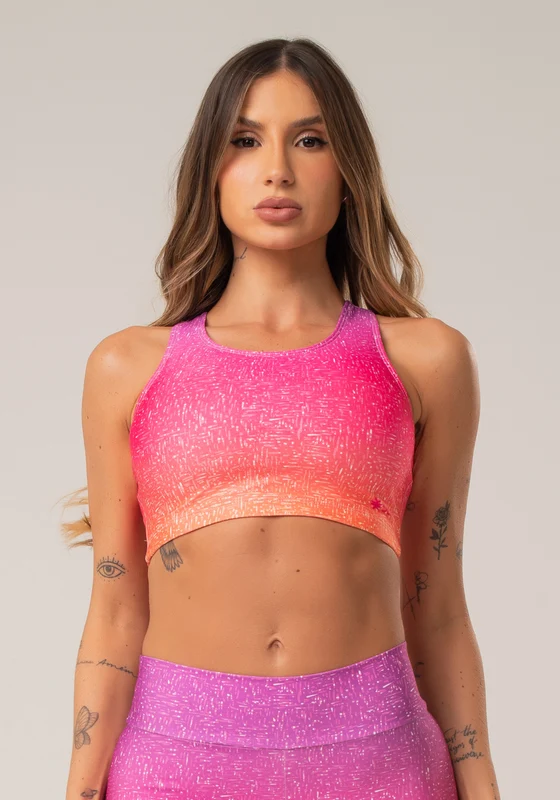 Top Fitness Feminino Nadador New Printed Degradê Rosa Dlk COLORIDO / M