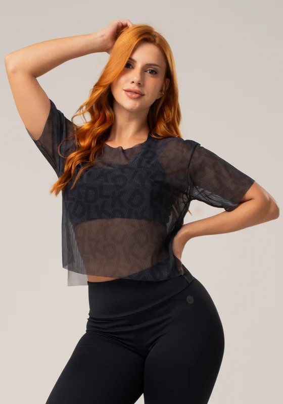 Blusa Feminina Em Tule New Printed Estampada Soup Preta Dlk PRETO / G