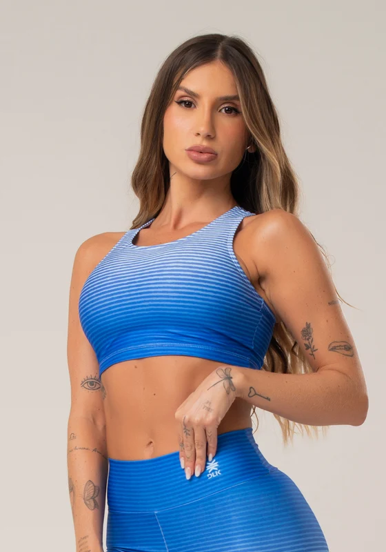 Top Fitness Feminino Nadador New Printed Estampado Degradê Listrado Azul Dlk AZUL / P
